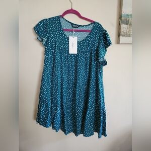 Bloomchic Babydoll Top White Dots Specks 14/16 XL NWT